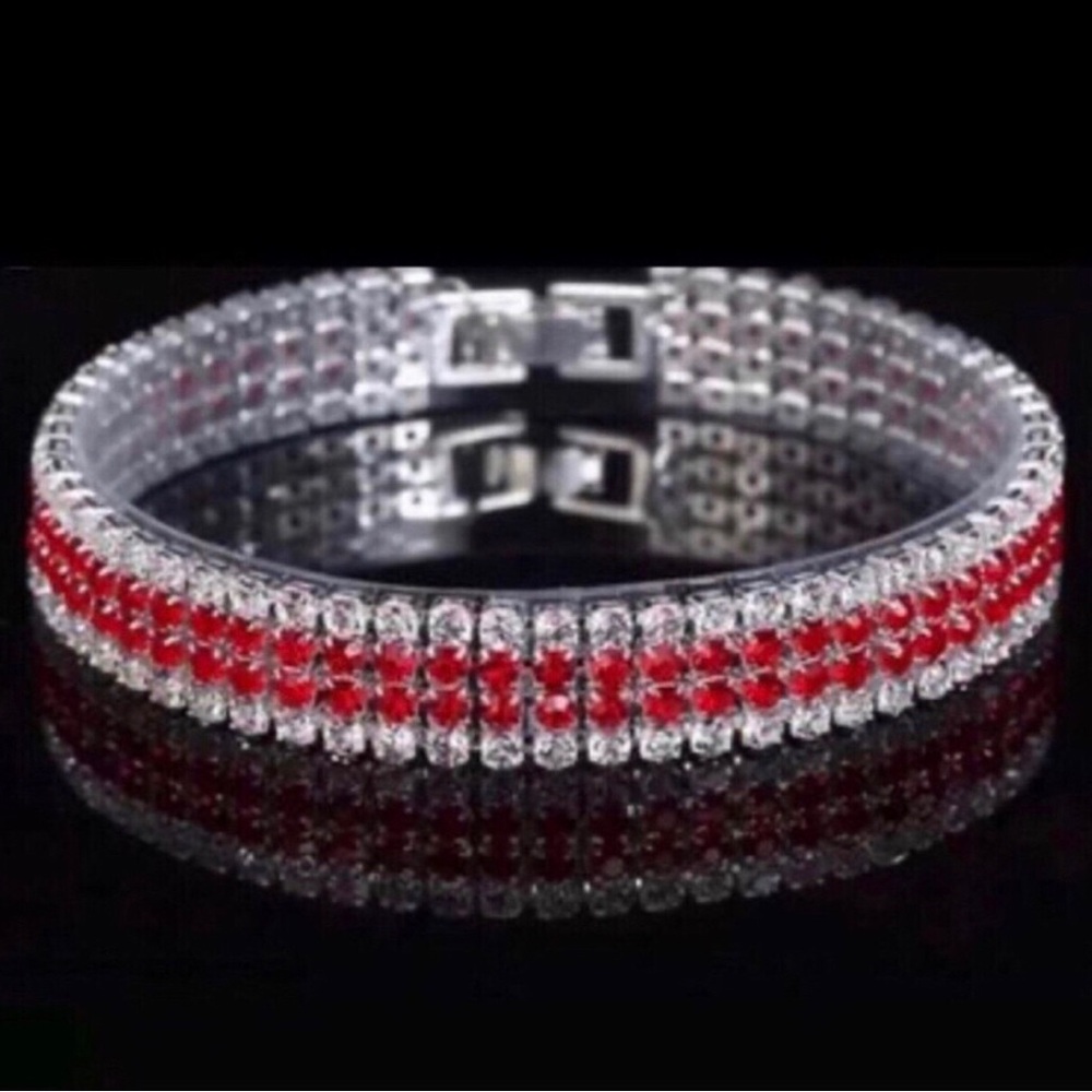 Sterling Silver Red Crystal Tennis Bracelet